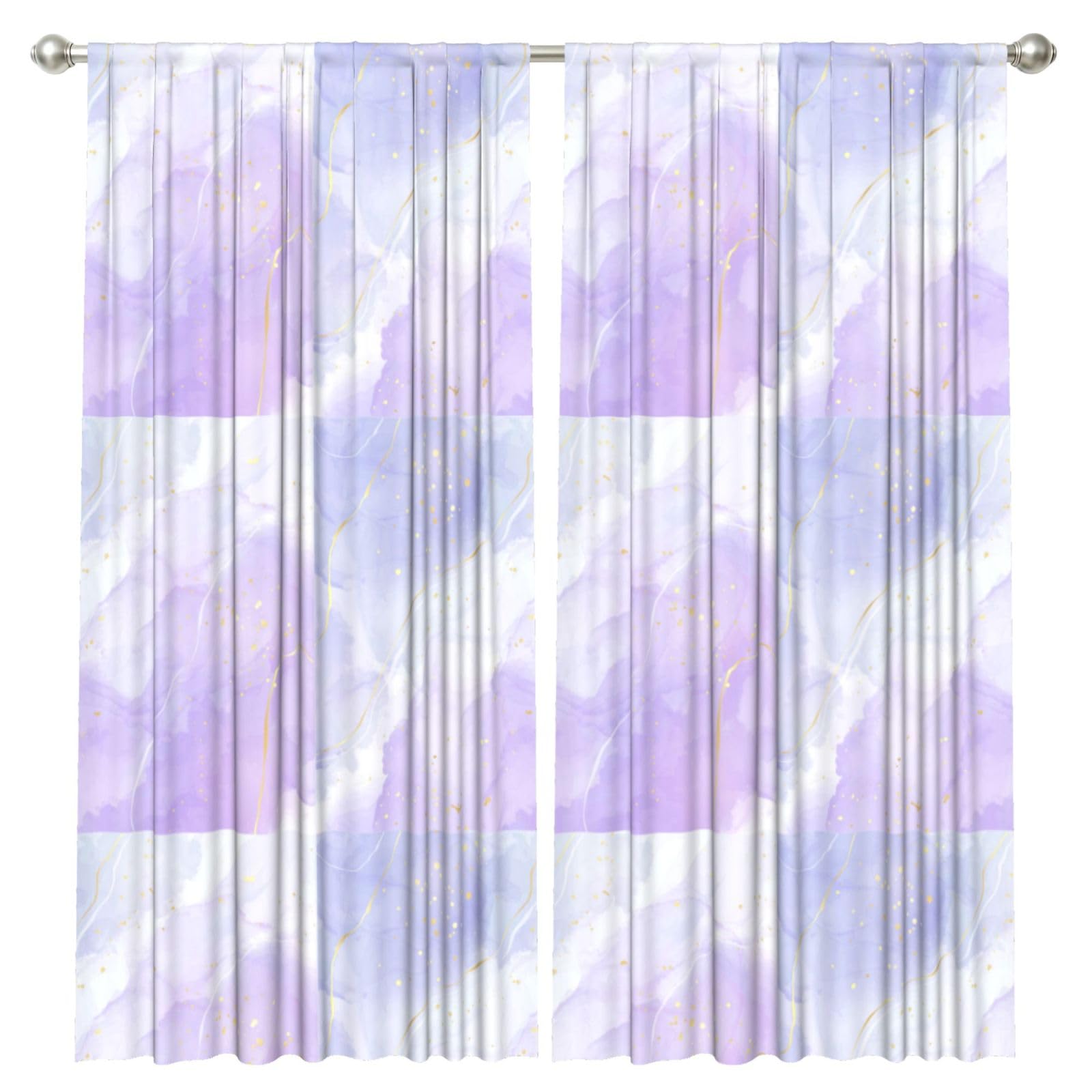 InOmak Liquid Pastel Purple Marble, 2 Panels Window Curtains 52 x 84 Inch Blackout Curtains for Living Room Bedroom