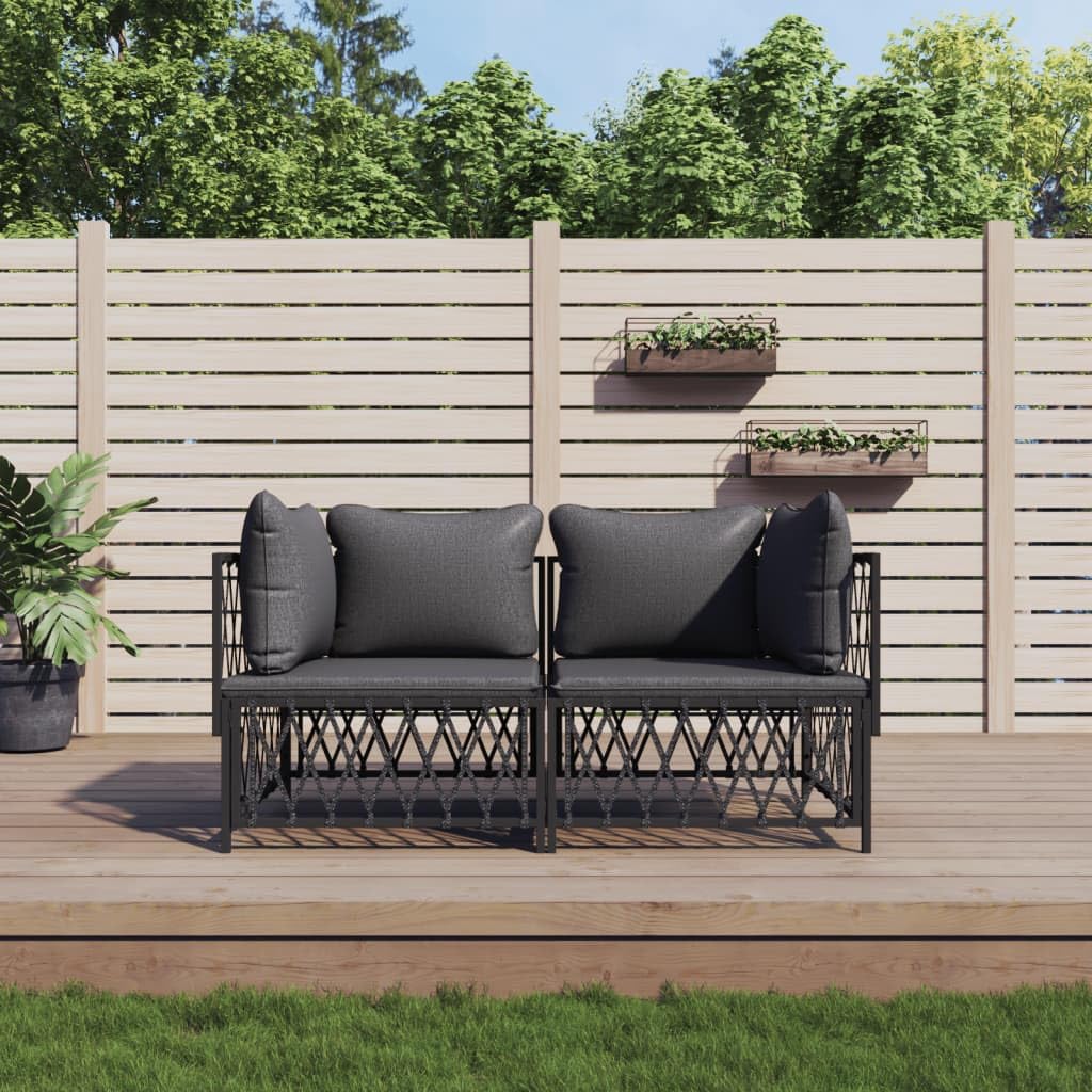 Salon de jardin en acier revêtu robuste et coussins haut de gamme pour aménagement extérieur