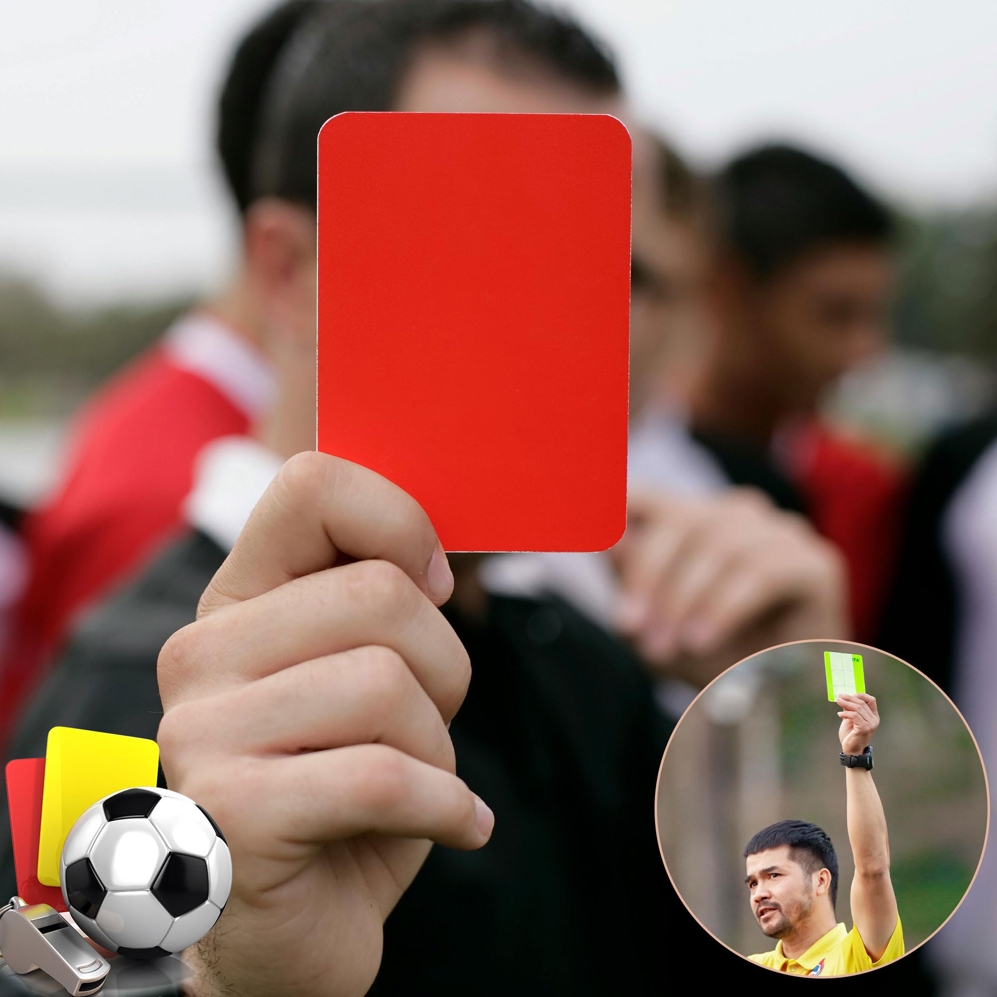Juego de tarjetas de árbitro de fútbol, tarjeta amarilla y roja, herramienta para partidos