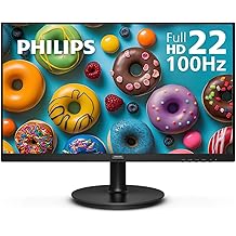 Philips 221V8LB 22 inch Class Thin Full HD (1920 x 1080) Monitor, 100Hz Refresh Rate, VESA, HDMI x1, VGA x1, LowBlue Mode, Adaptive Sync, 4 Year Advance Replacement Warranty