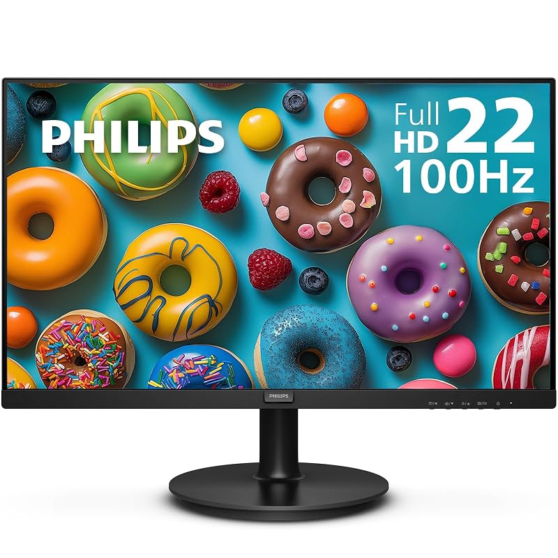 Philips 22 Inch Computer Monitor FHD 100Hz VA VESA Flicker-Free, 221V8LB 22 inch 100Hz