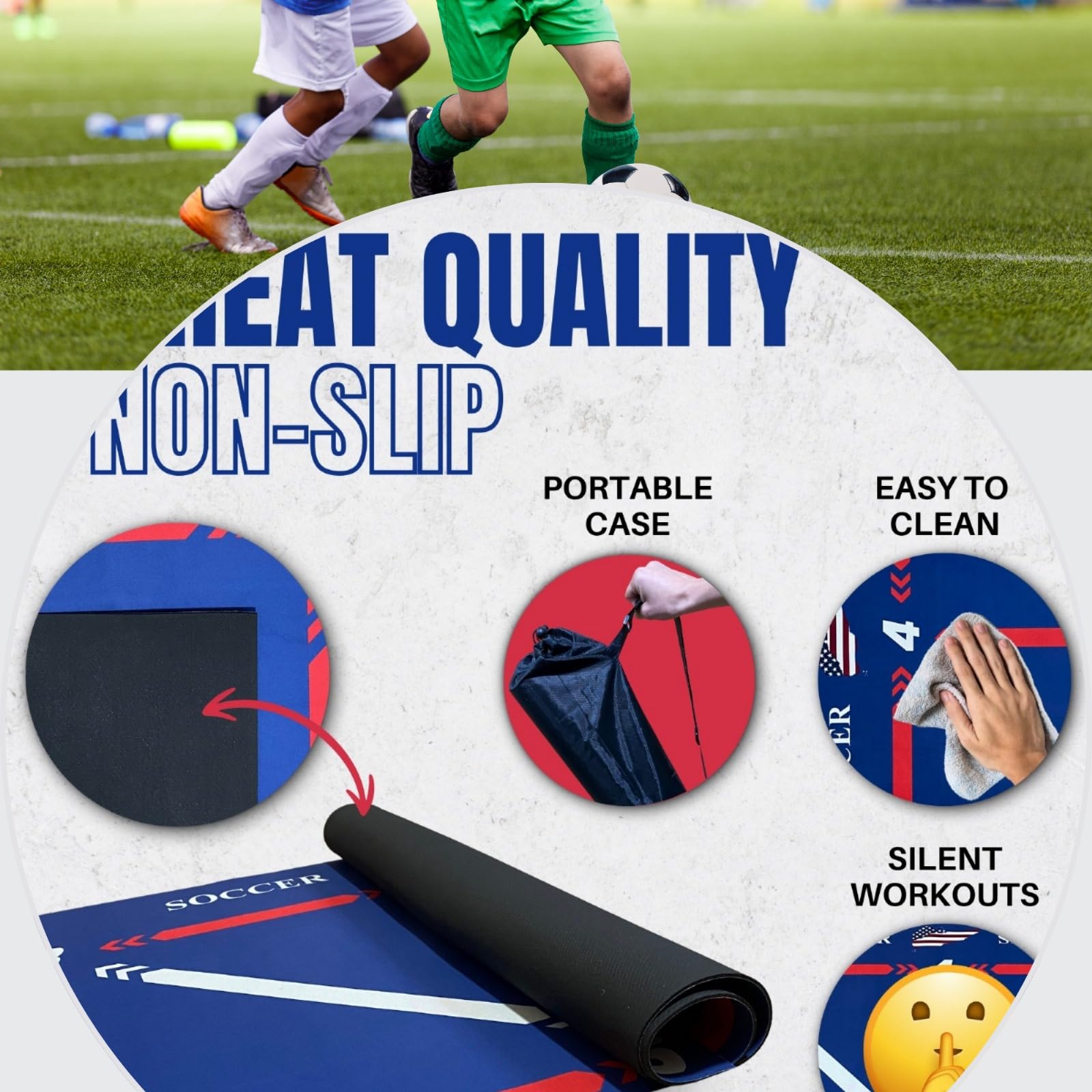 Soccer Training Mat, Soccer Training Equipment, Ideal for Indoor Soccer, Kit for Improve, Agility Training Equipment, Soccer Accessories for Boys, Soccer Ball Trainer
