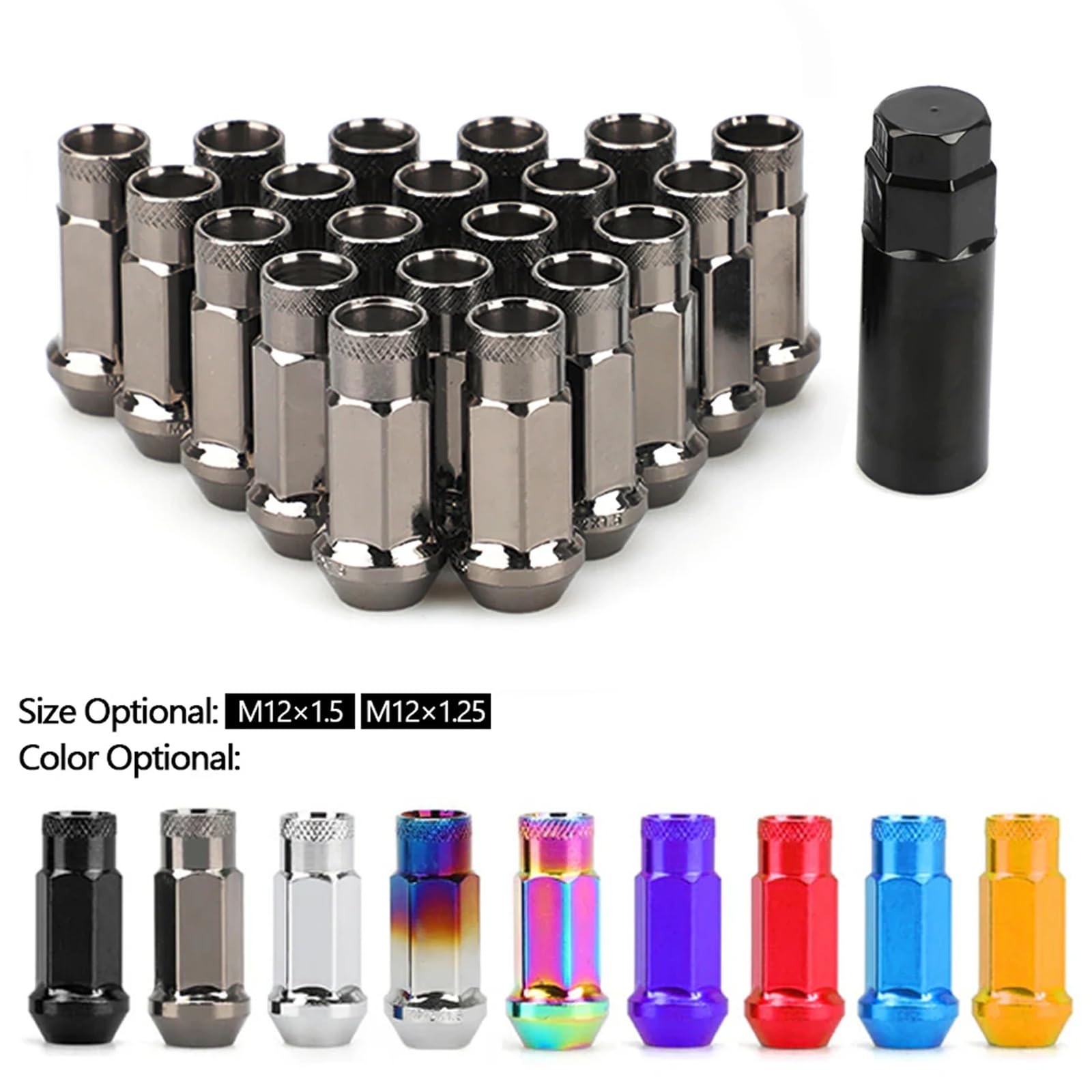 Tuerca De Rueda para Suzuki S-Cross SX4 Alto Carry Every, para Lincoln MKC MKZ Aviator, para Cadillac ATS CTS, 20 Piezas Tuercas de Rueda para Coche M12x1.5/M12x1.25