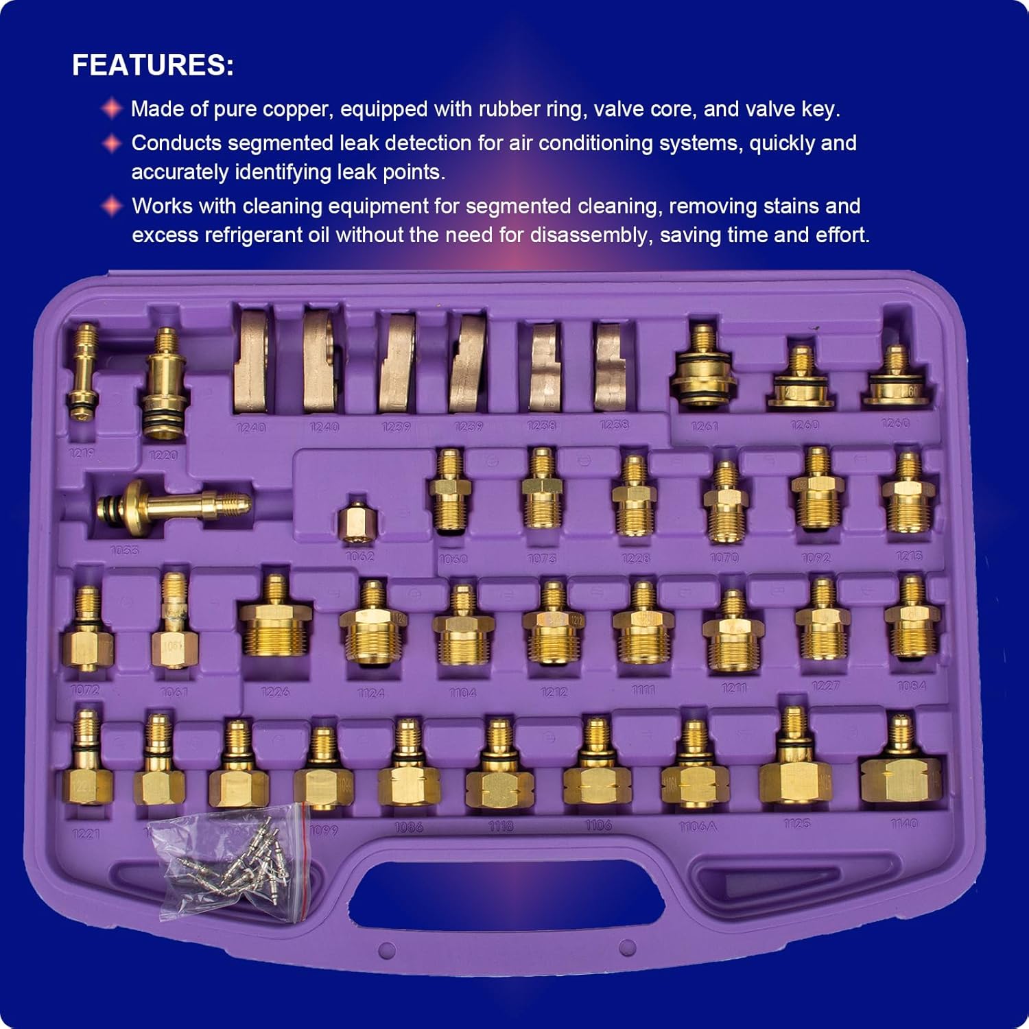 77PCS Air Conditioning Leak Test Kit, Air Conditioning Leak Detector, A/C Compressor Detection Repair Tool Kit