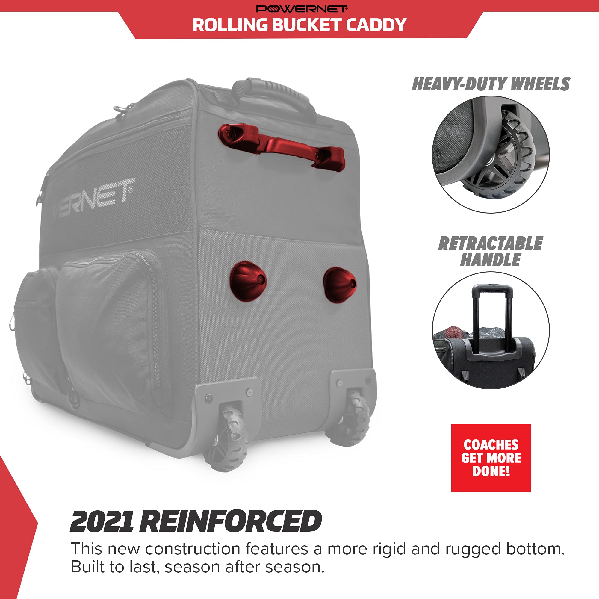 Buy Rolling Baseball Coach Bag Caddy 2021 Carry Case for