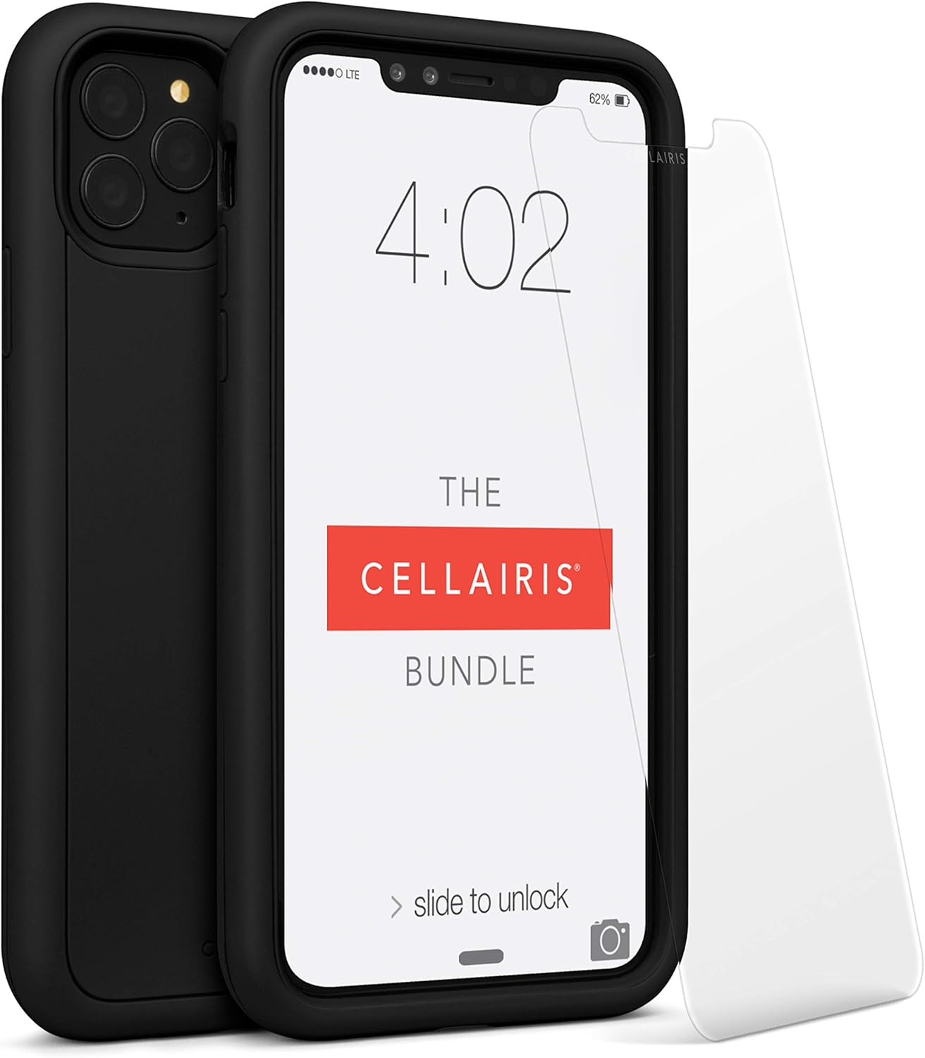 🔥 The Cellairis Bundle, iPhone 11 Pro Max-Compatible Cell Phone Case and Tempered-Glass Screen Protector, Black