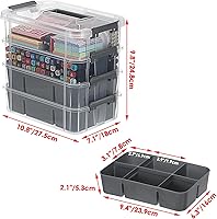 Vista 4 de JUXYES 4-Tiers Stack Carry Storage Box With 2 Divided Tray, Transparent Stackable Storage Bin With Handle Lid Latching Storage Container for School