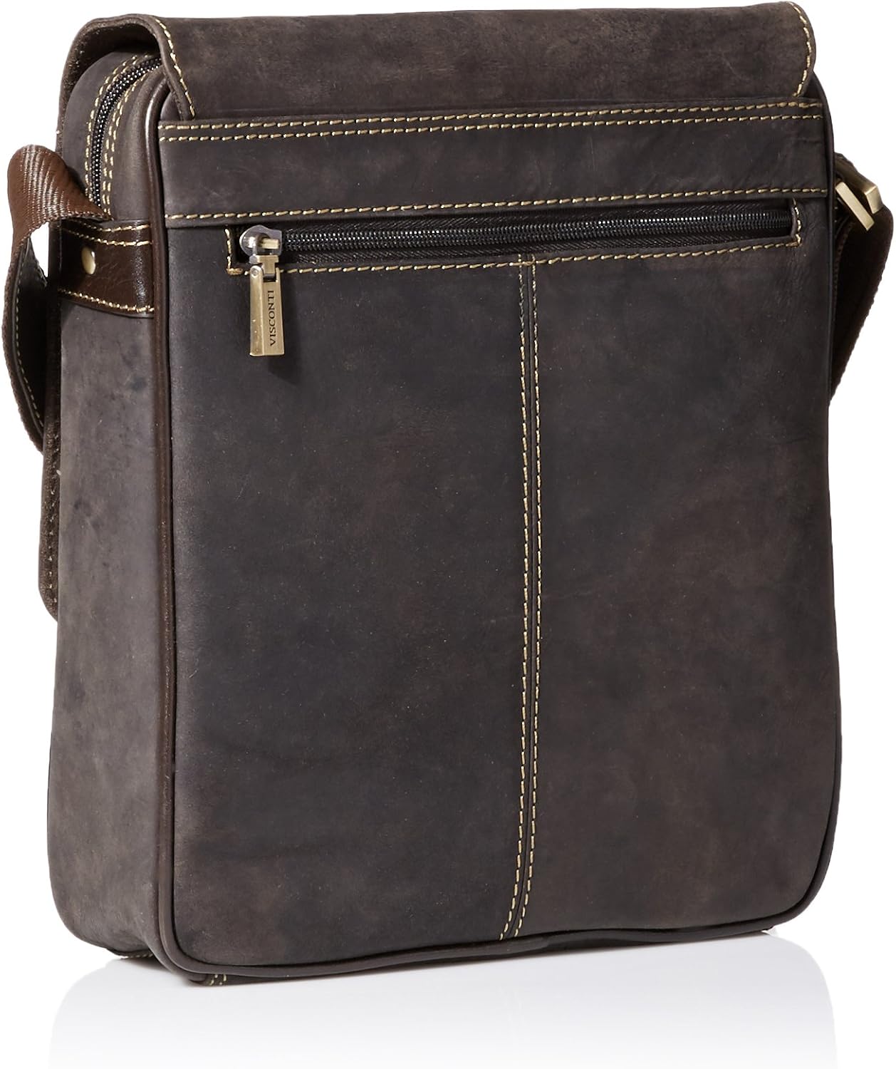Visconti 16011 Distressed Leather Messenger Crossbody Bag with Front Buckle