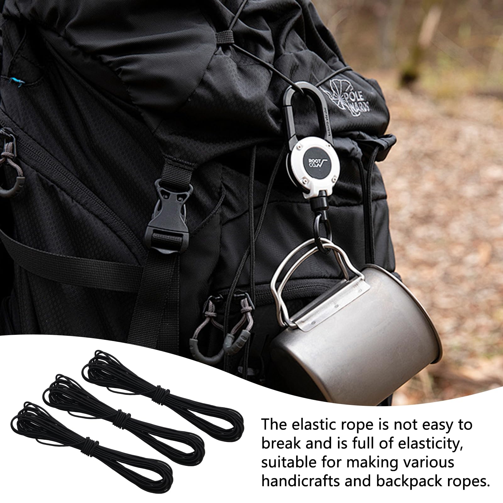 Kit Cordon élastique Noir 10 M - 3 Mm Avec Clips Et Serre-câbles Pour Bricolage, Sacs, Fixation - 8