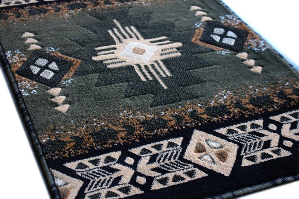 Champion Rugs Southwest Native American Indian Sage Green Area Rug (24 Inch X 40 Inch Mat)