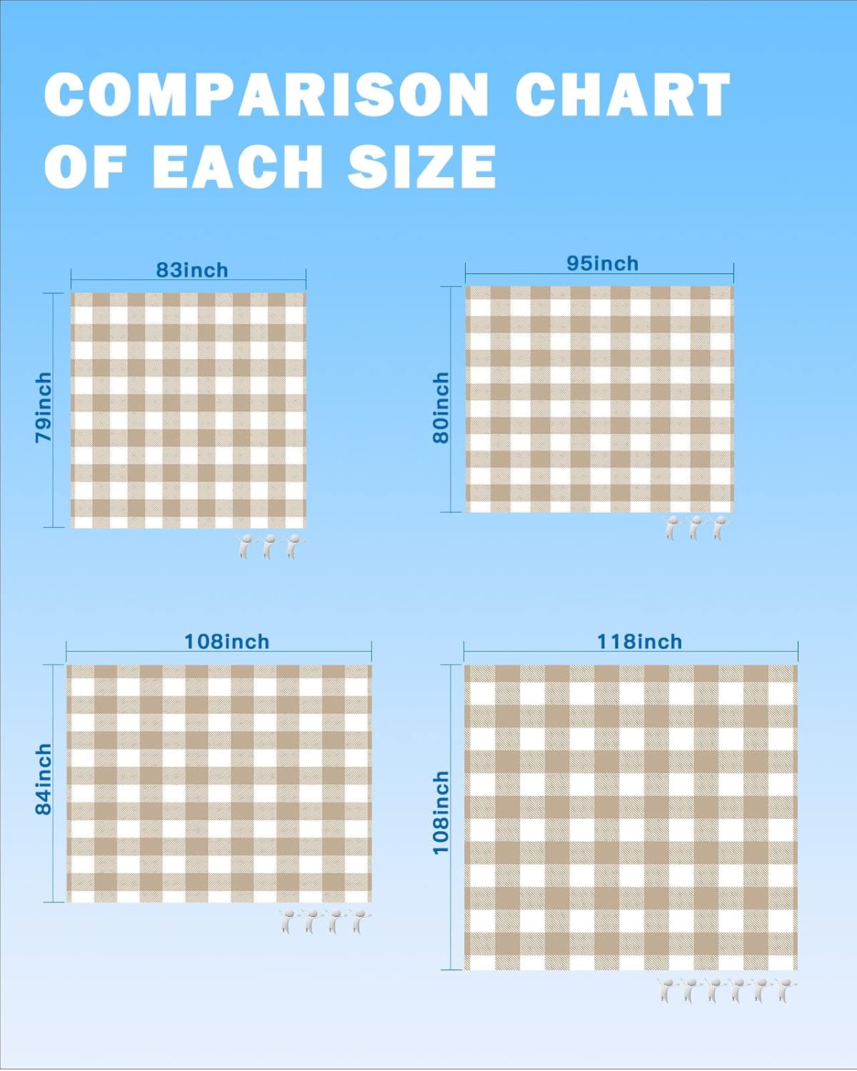 Rural Pastoral Buffalo Lattice Beach Blanket Waterproof Sandproof Outdoor Picnic Mat 95"x80" Khaki Tartan Lightweight Large Beaach Blankets with 4 Stake & 4 Corner Pockets