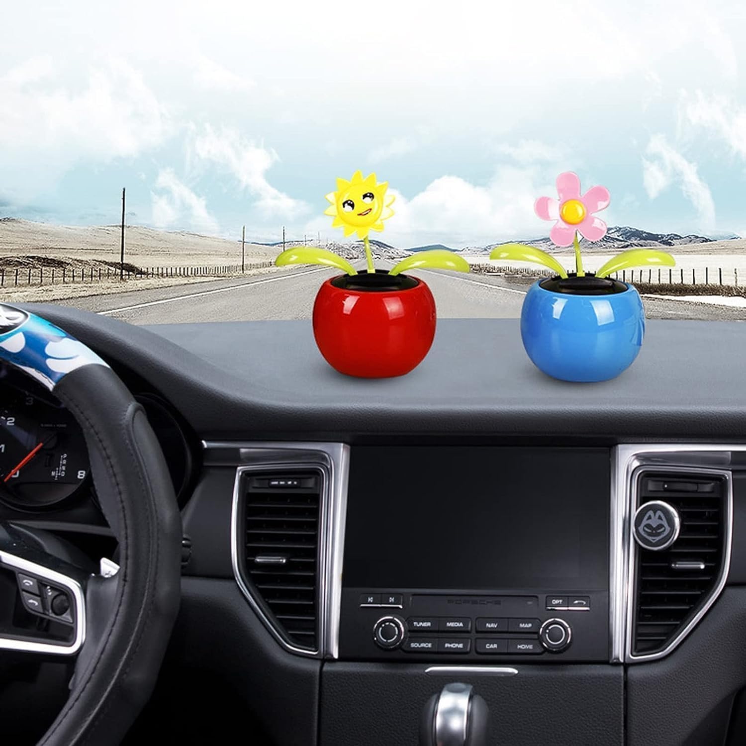 Solar Dancing Flower, Car Dashboard Decorations, Funny Solar Powered Dancing Flower Pot Car Ornaments Flower Swinging Decoration