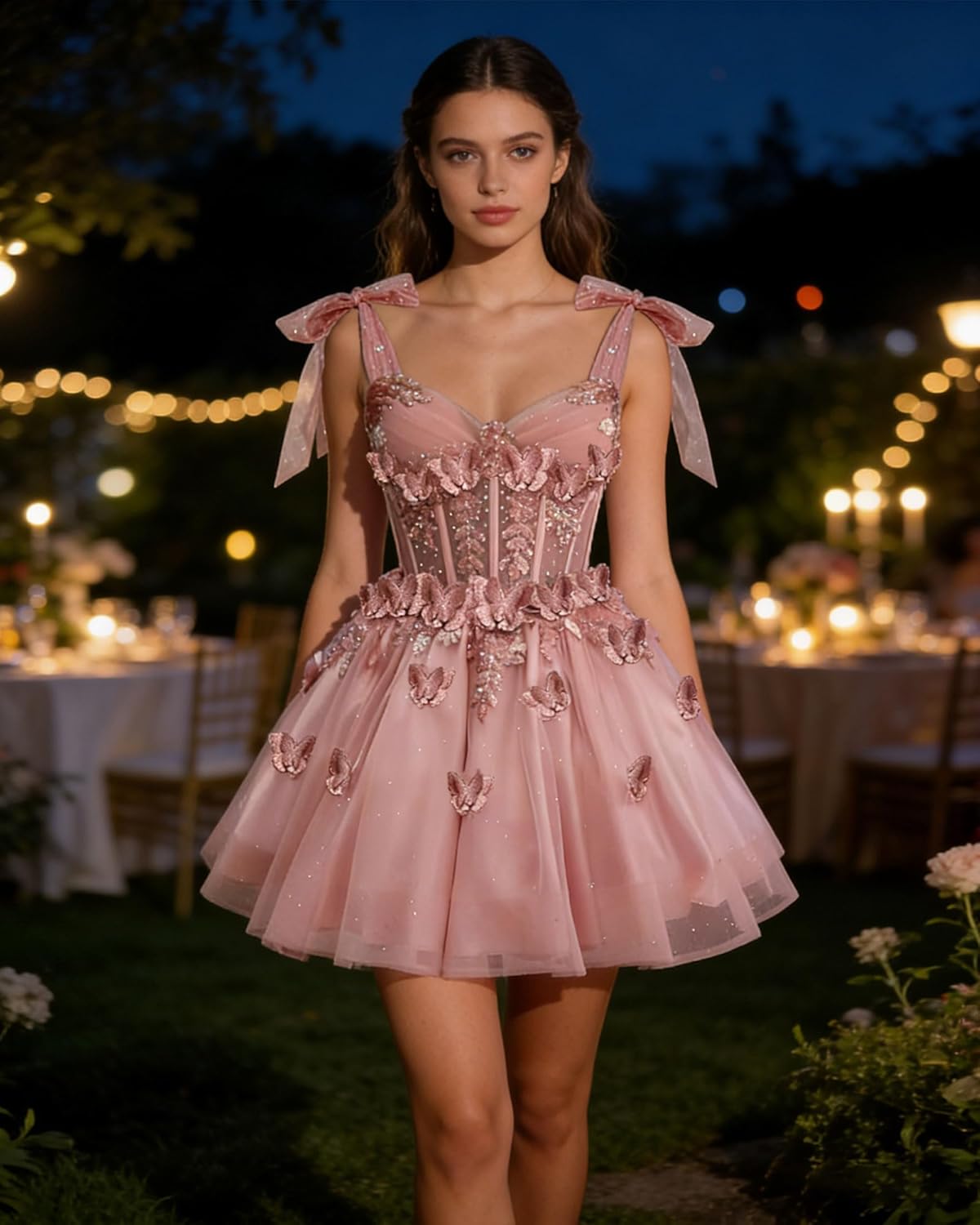 3D Butterfly Homecoming Dresses Bow Straps Sweetheart Tight Mini Dress Short Prom Dresses