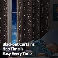Vista 111 de BGment Room Darkening Curtains 95 Inches Long, Grommet Thermal Insulated Blackout Curtains with Wave Line and Dots Printed for Bedroom, 2 Panels