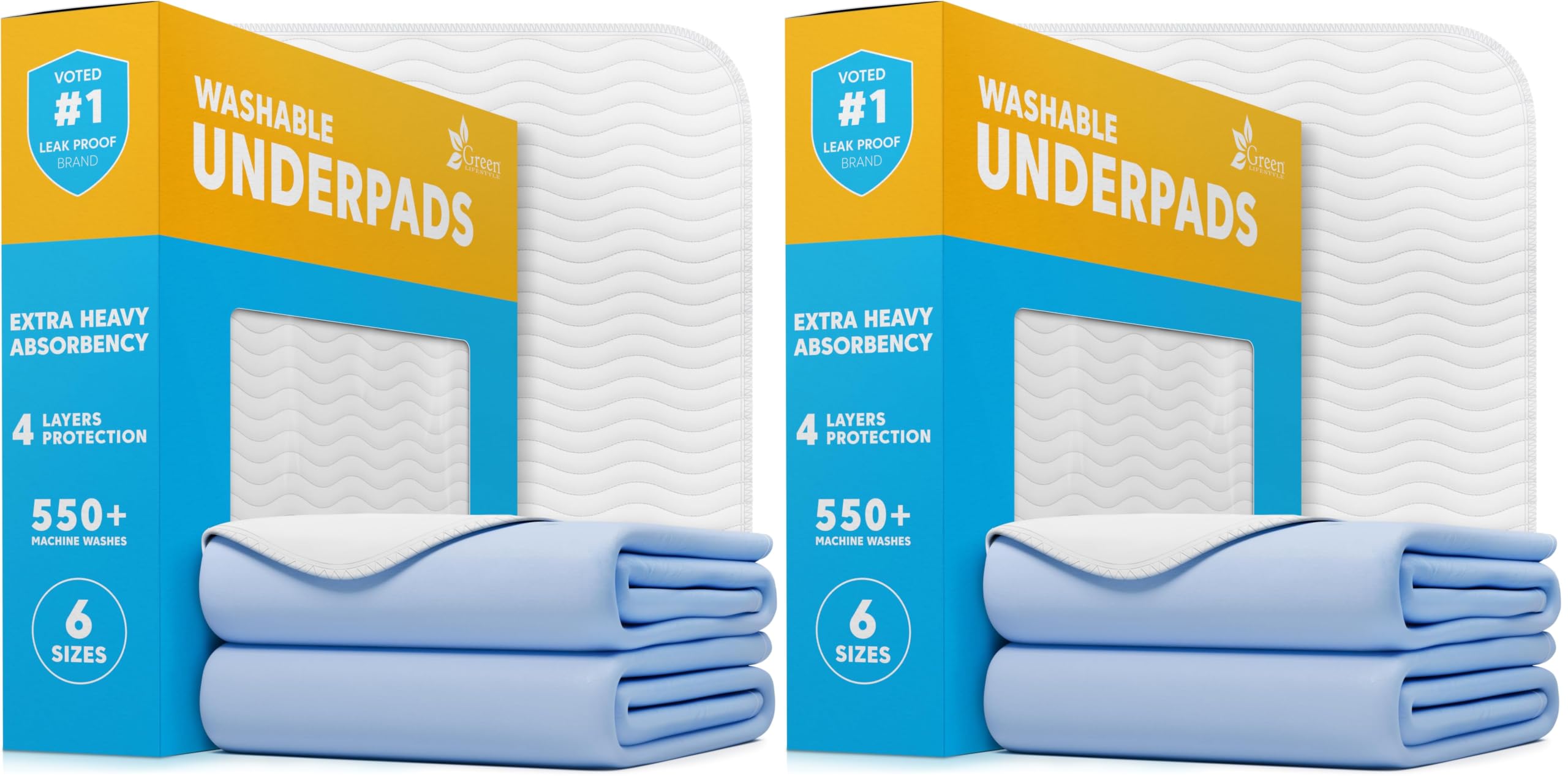 GREEN LIFESTYLE Washable Pee Pads for Dogs - Thick Heavy Absorbent Waterproof Pet Training Pads - Puppy Pads - for Puppy Playpen, Crate, Whelping Box, Potty Training (Pack of 4-18x24)