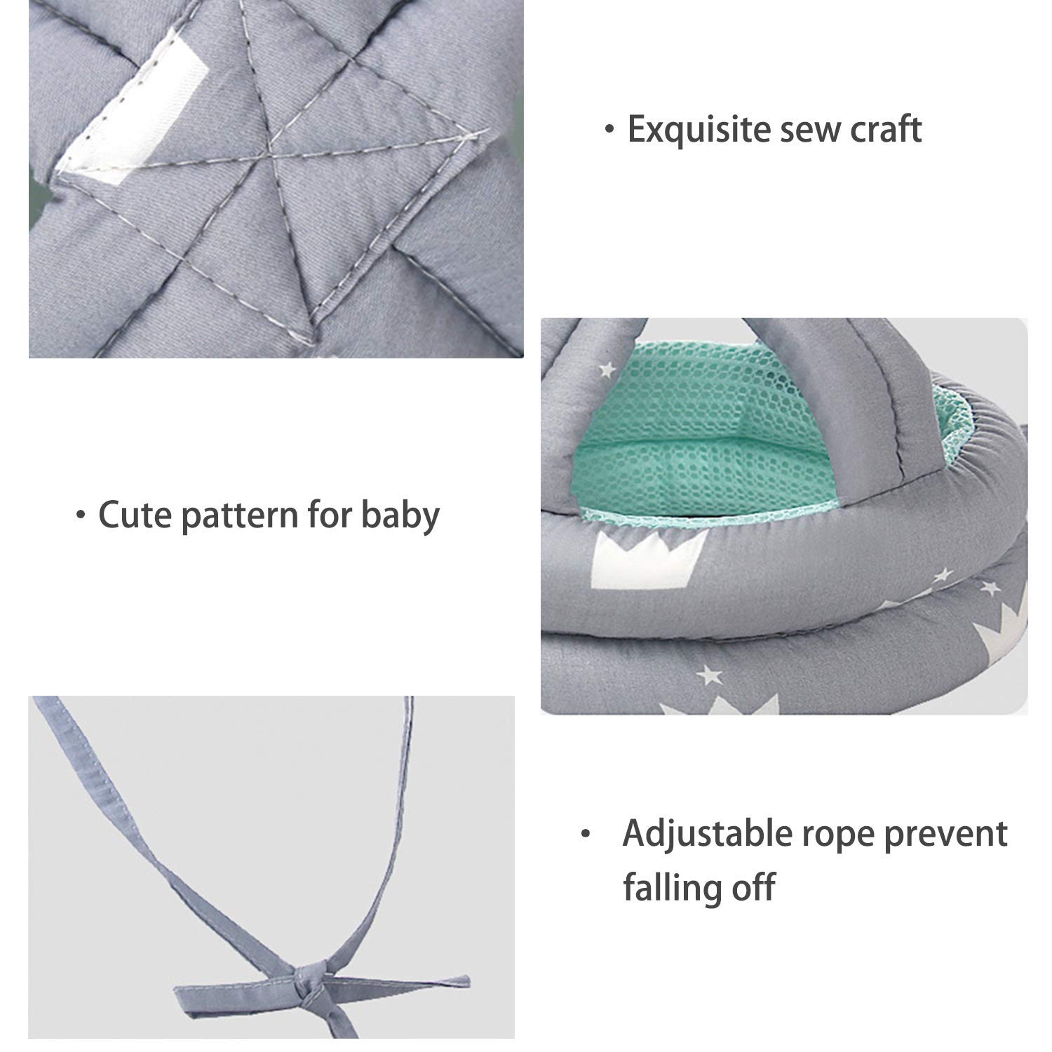 Casque Anti-Collision 360° Pour Bébé - Protection Douce En Coton Réglable Pour Nourrisson 6-36 Mois