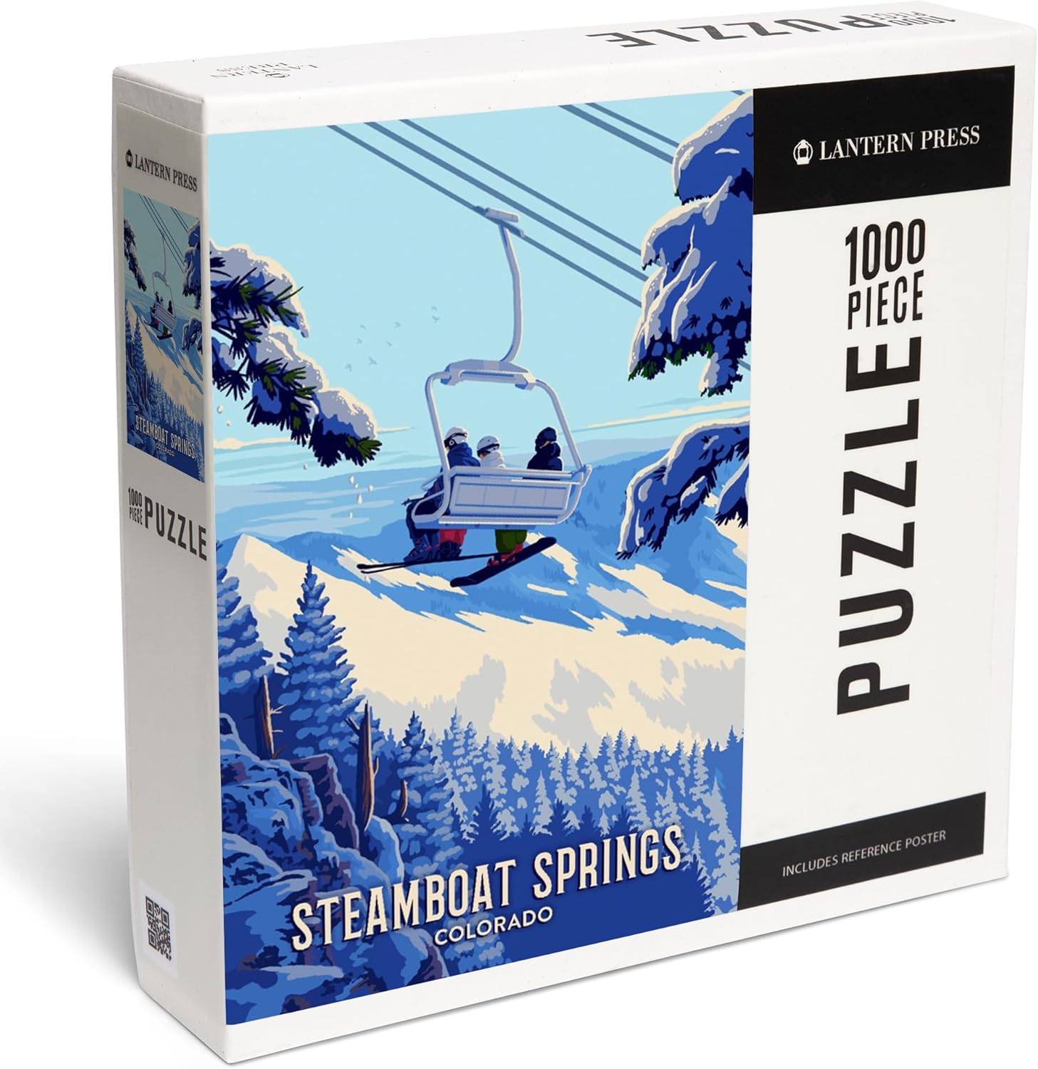 Steamboat Springs, Colorado, Painterly, Ski Lift Above The Trees (1000 Piece Puzzle, Challenging Jigsaw Puzzle for Adults, Made in USA)