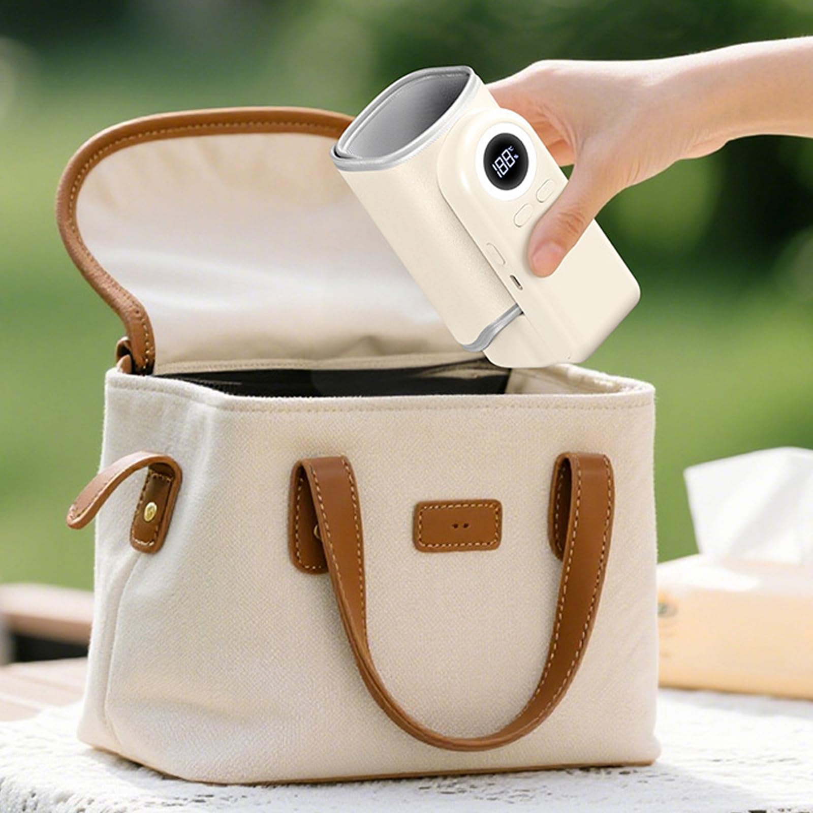 Chauffe-biberon compact 4 en 1 pour bébé - Chauffage rapide - Portable - Rechargeable - Réglable - Étanche
