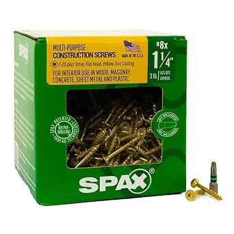 #8 x 1-1/4" Interior Flat Head Construction Wood Screws 675 pcs T20+ T-Star Plus Yellow Zinc