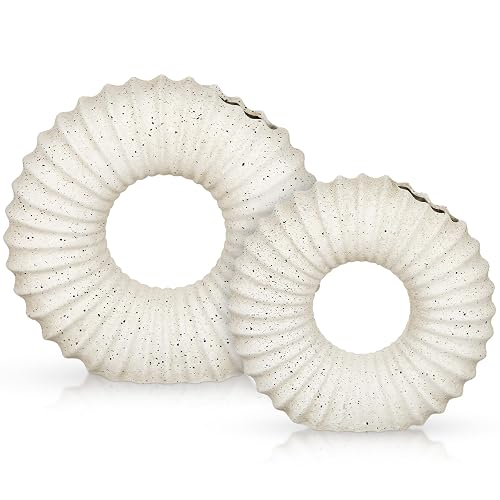 White Donut Vase with Modern Asymmetrical Shoulder, Ceramic Vase for
