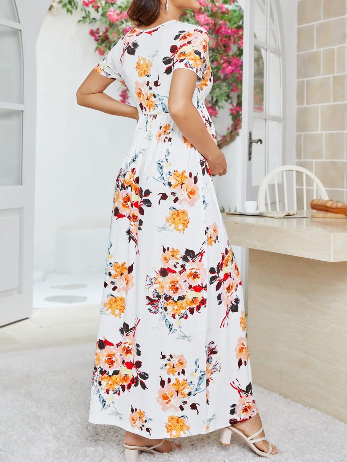 Xpenyo Maternity Maxi Dress Women Casual Wrap Long Baby Shower Pregnancy Dresses - Image 5