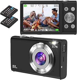 Digitalkamera, STUOGYUM Autofokus Vlogging Kamera FHD 2.7K 48MP Fotokamera Digitalkamera, Wiederaufladbare Kompaktkamera für YouTube Vlogging für Fotografie-Anfänger （Schwarz）