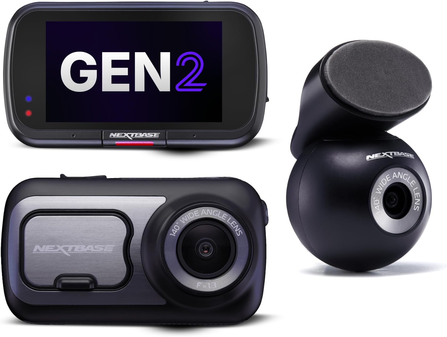 Nextbase 422GW Gen 2 Front and Rear Dash Cam Bundle with Rear Window Camera and 32GB microSD Card, 1440p 2K Dash Camera with Wi-Fi, GPS and Voice Control
