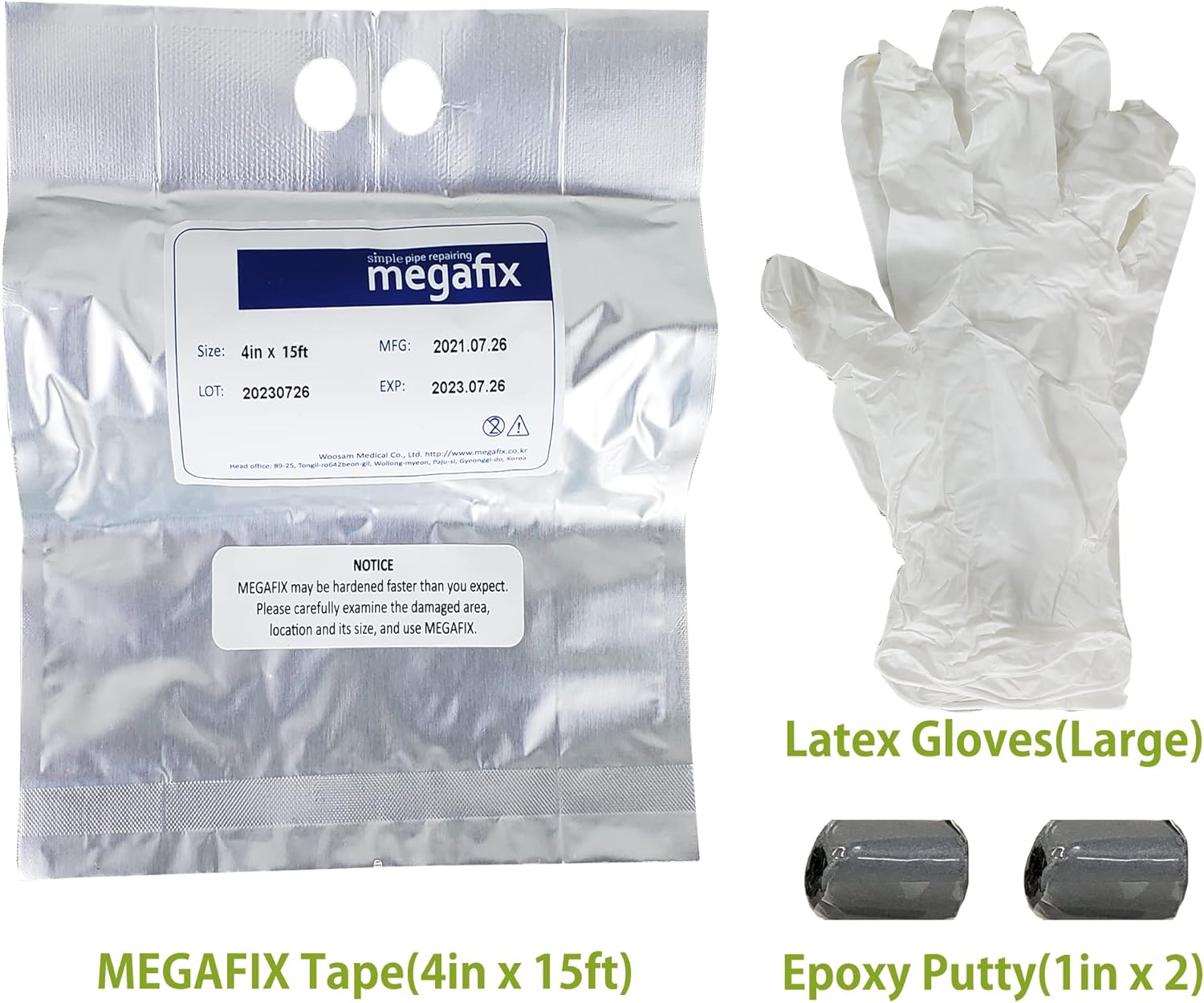 Pipe Repair KIT, Fiberglass Wrap, Water Leak, Plumbing, Underwater OK, Emergency, Self DIY, Permanent (Epoxy Type, 4in x 15ft)