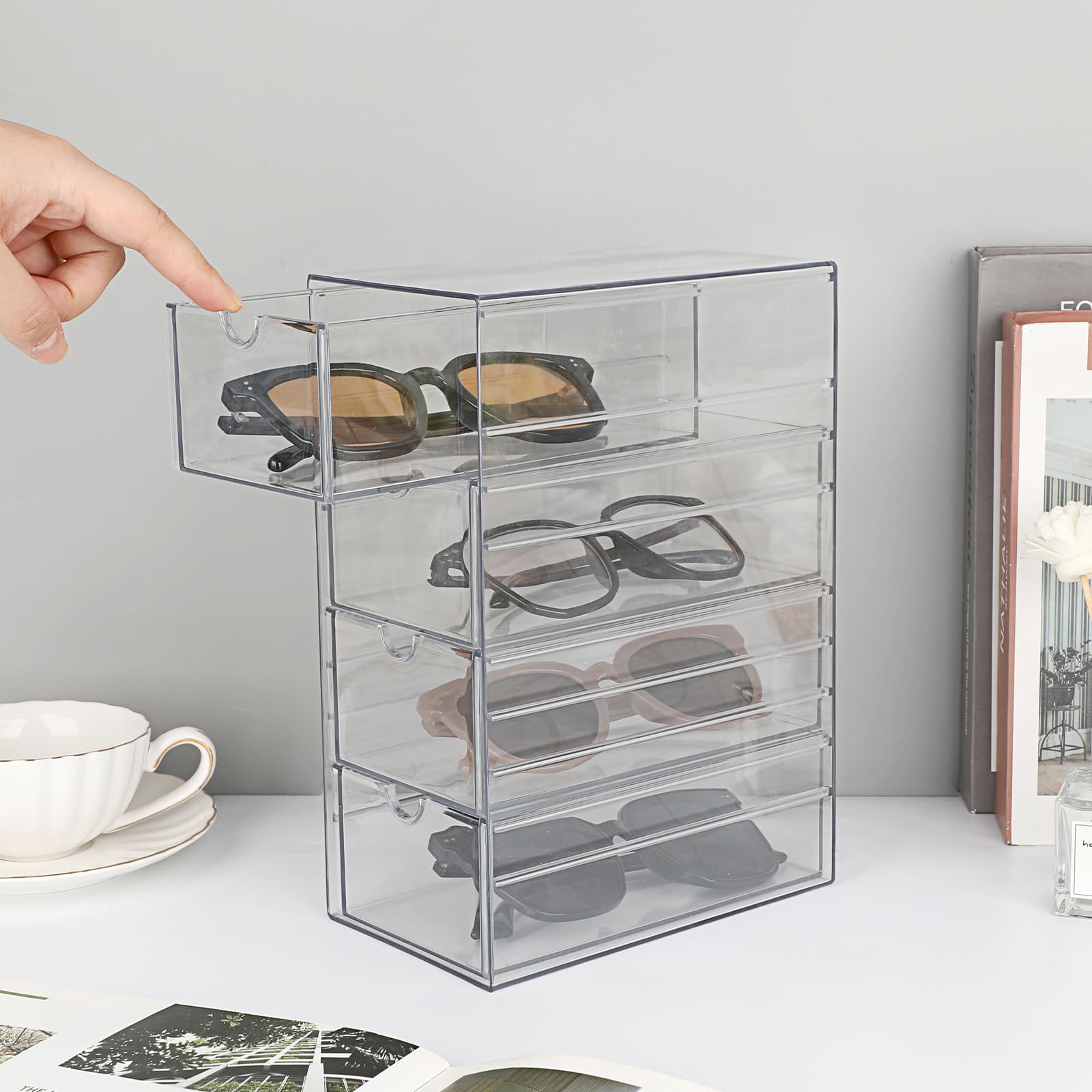 Hipiwe Clear Plastic Drawer Organizer Box for Small Items