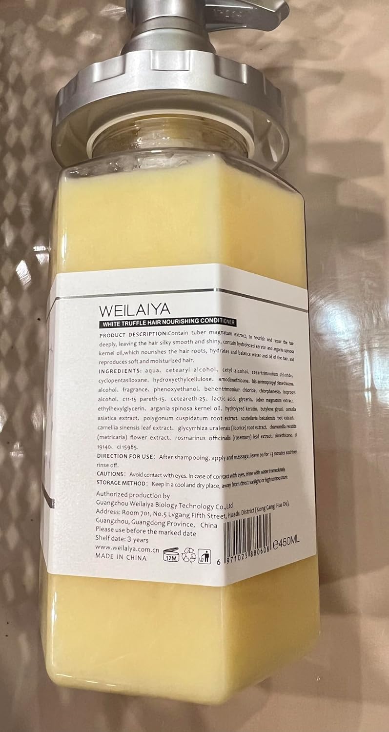 Weilaiya White Truffle Hair Repair Shampoo 450mL & Conditioner 450mL Set | Deep Moisturizer | Anti-Aging | Oil Control/Rose Essence Pure Fragrance Hair Care Oil 1.41fl Oz