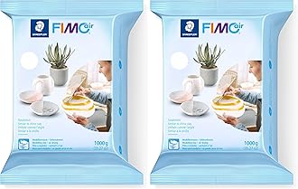 8101-0 FIMO Air Basic - Air-Drying Modelling Clay, 1 kg - White (Pack of 2)