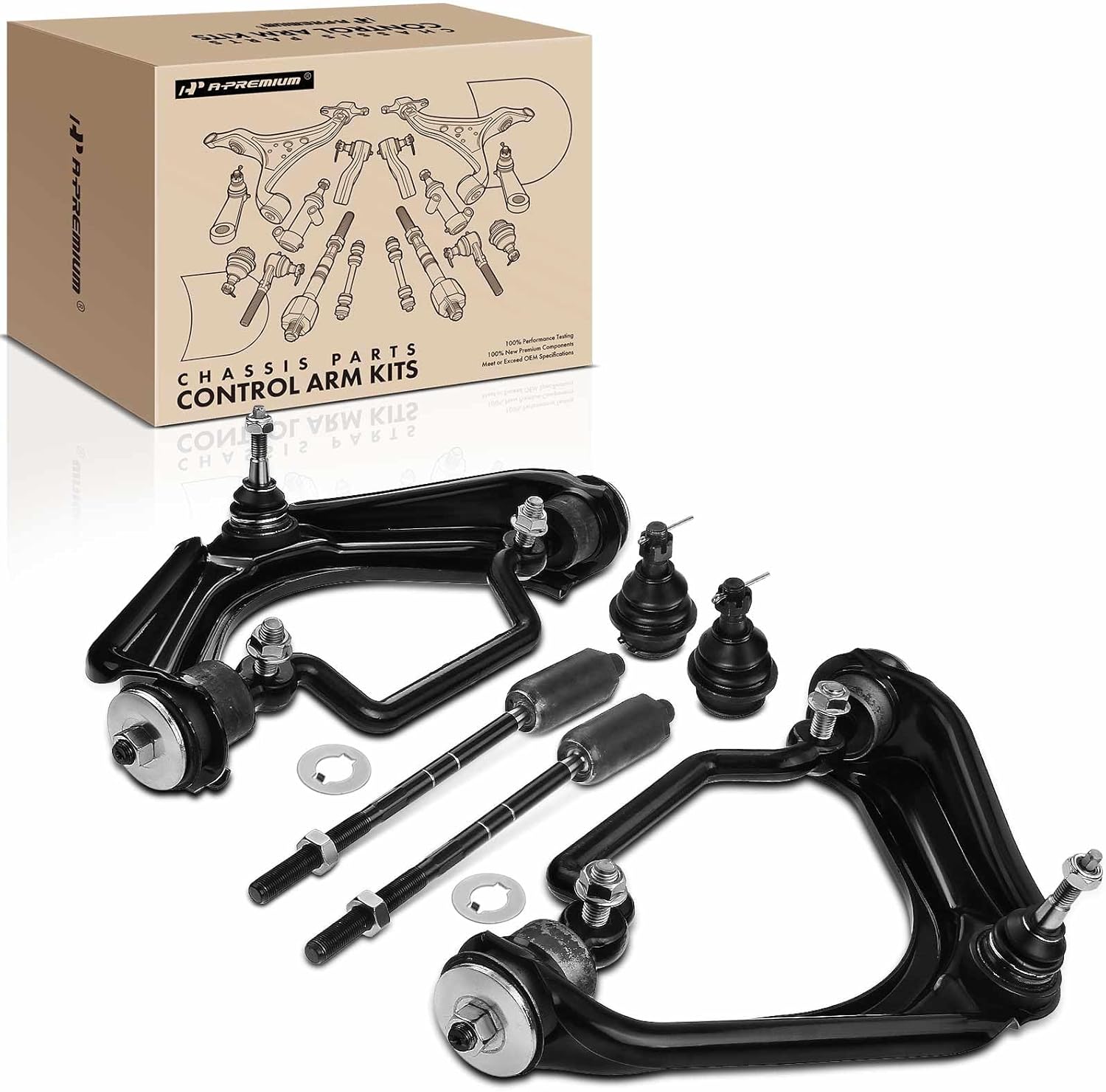 A-Premium Set of 6, Front Upper Control Arm, Lower Ball Joint, Inner Tie Rod End, Compatible with Ford Explorer 2002-2005, Mercury Mountaineer 2002-2005, 4.0L