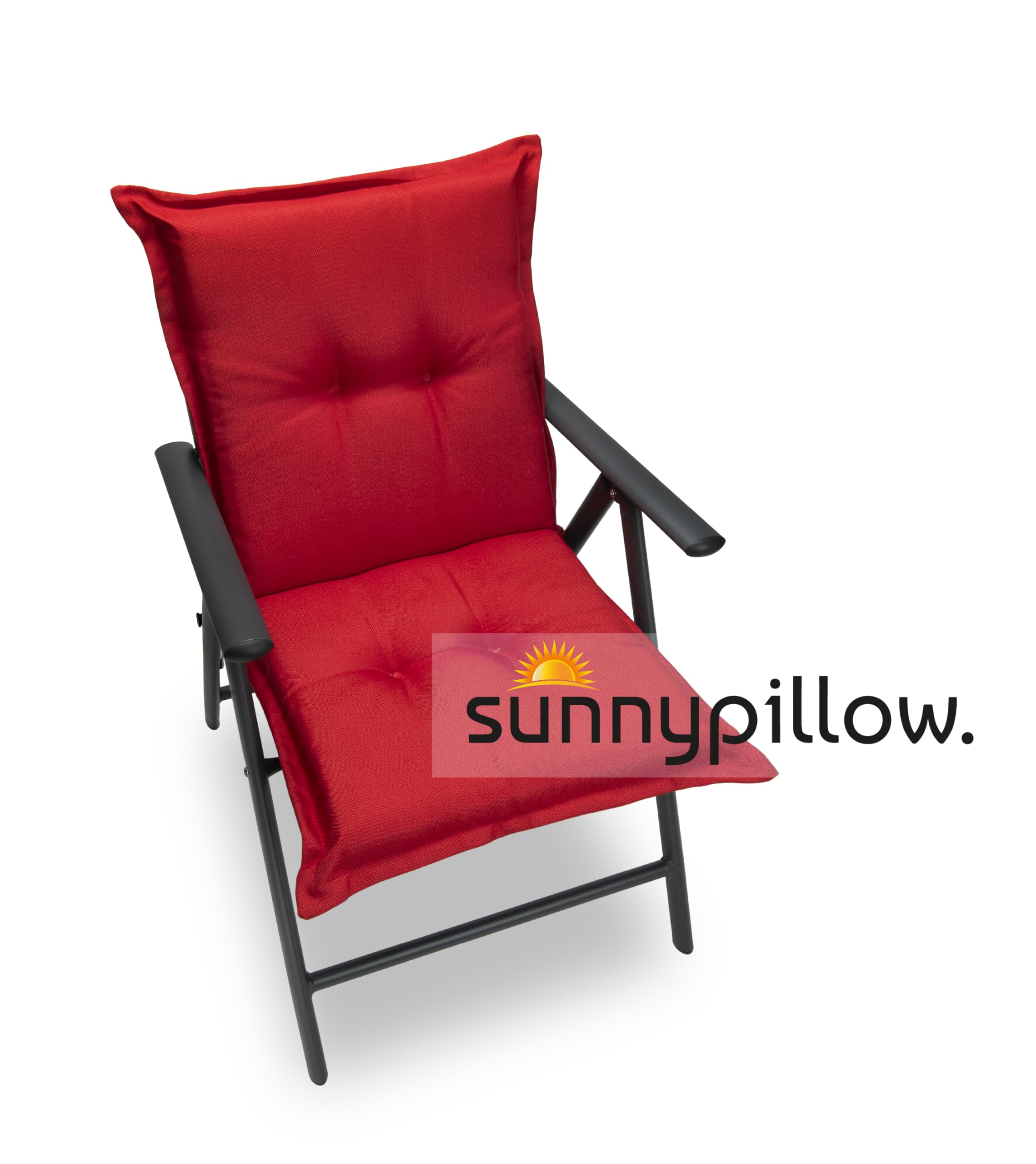 sunnypillow 6 poduszek na krzesła ogrodowe z niskim oparciem, 100 x 50 x 9 cm, 6 kolorów do wyboru, nakładki na krzesła do użytku wewnątrz i na zewnątrz, kolor czerwony
