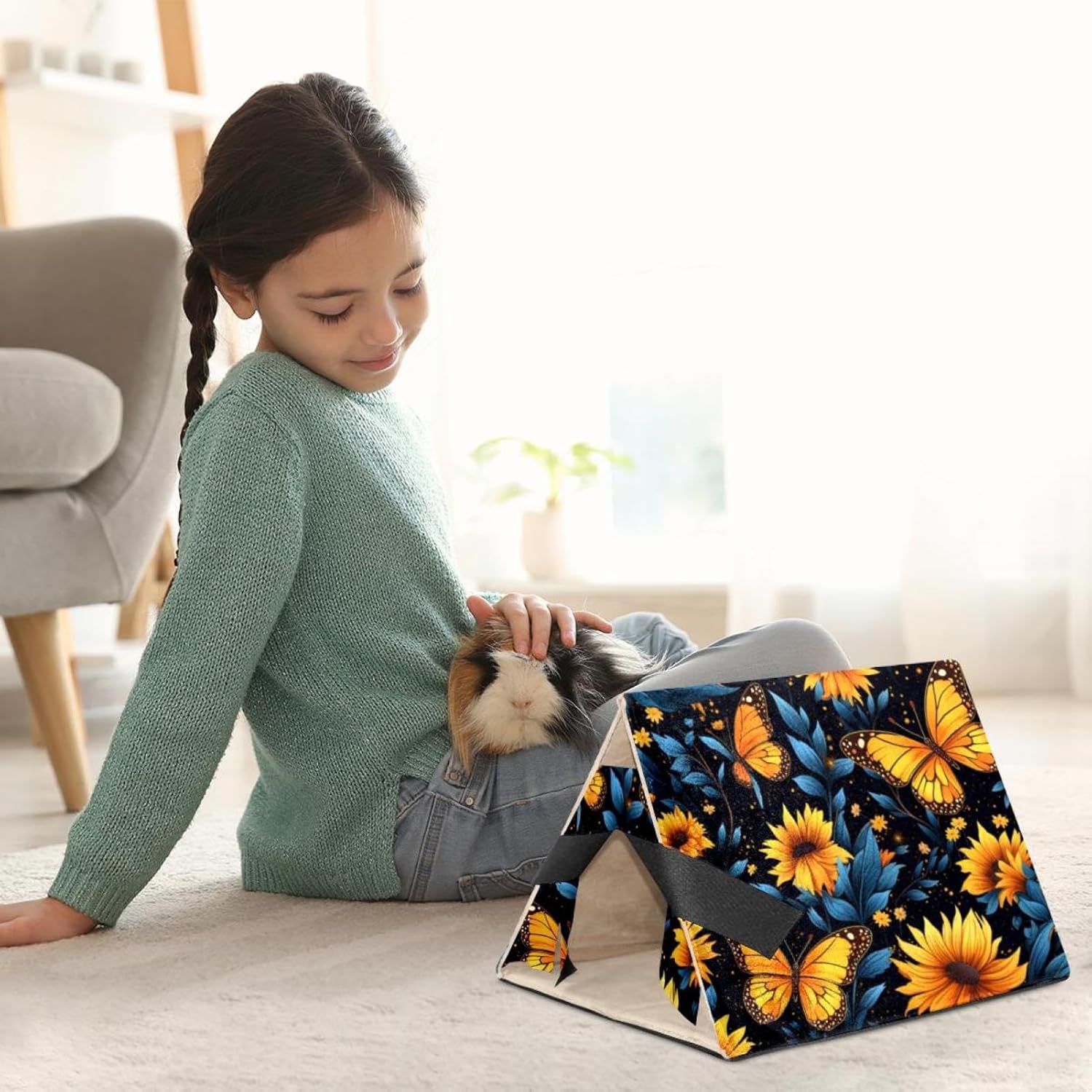 MAgiLL Guinea Pig Bed, Comfortable Hamster House, Hiding Place for Small pet Animals, Folding Bed nest, Suitable for Short Rabbits, Rabbits, Ferrets, mice, Hedgehogs, Chinchillas