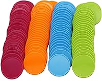 Vista 21 de juego de 100 fichas de aprendizaje de plástico opaco, mini fichas de póquer, fichas de juego con caja de almacenamiento