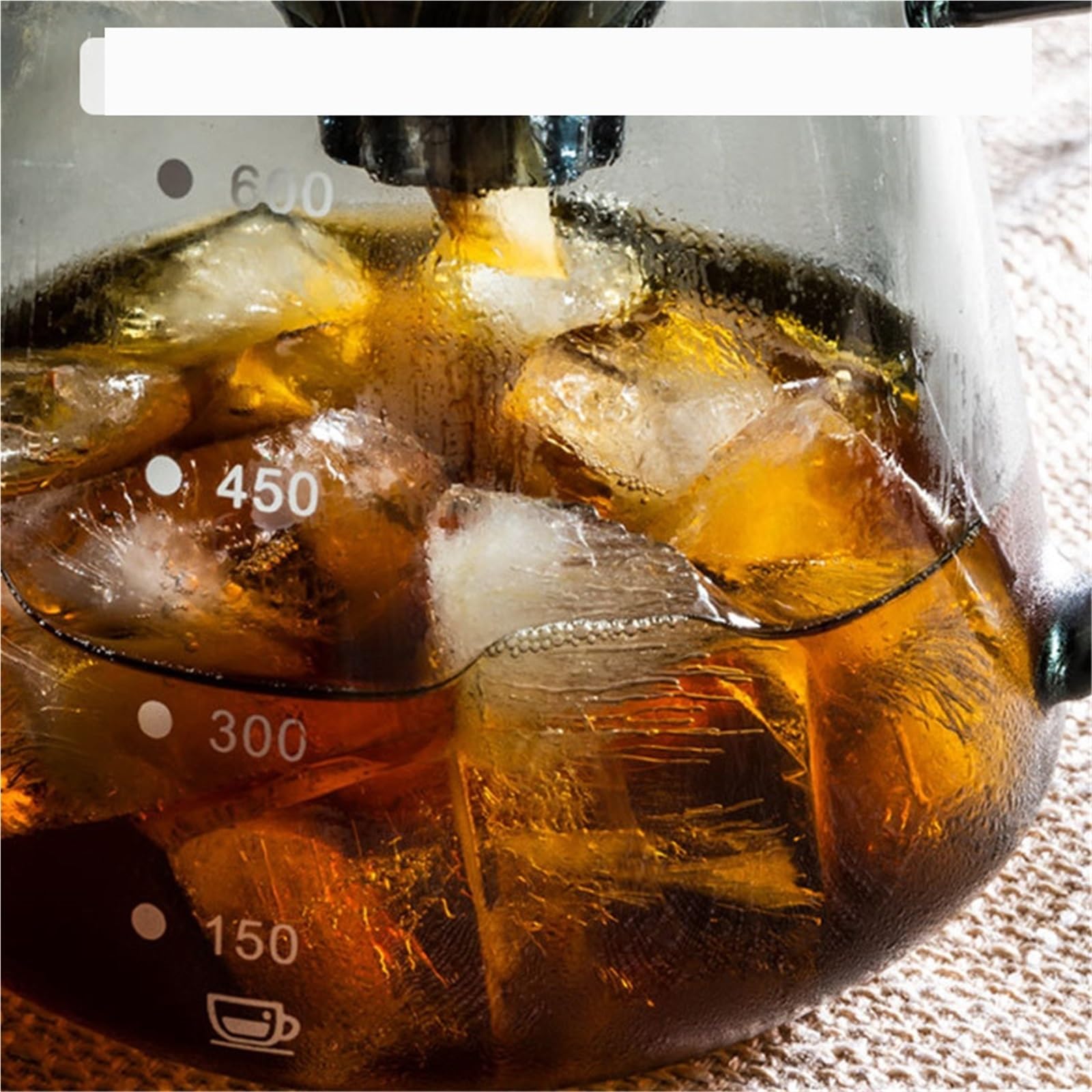 Hervidor De Café Servidor de café de Vidrio, 600ml, Agua del té Helado, Verter sobre la cervecería, Goteo, hogar, Oficina, Picnic, Olla, Utensilios de Cocina para Café，Té(Orange 450ml)