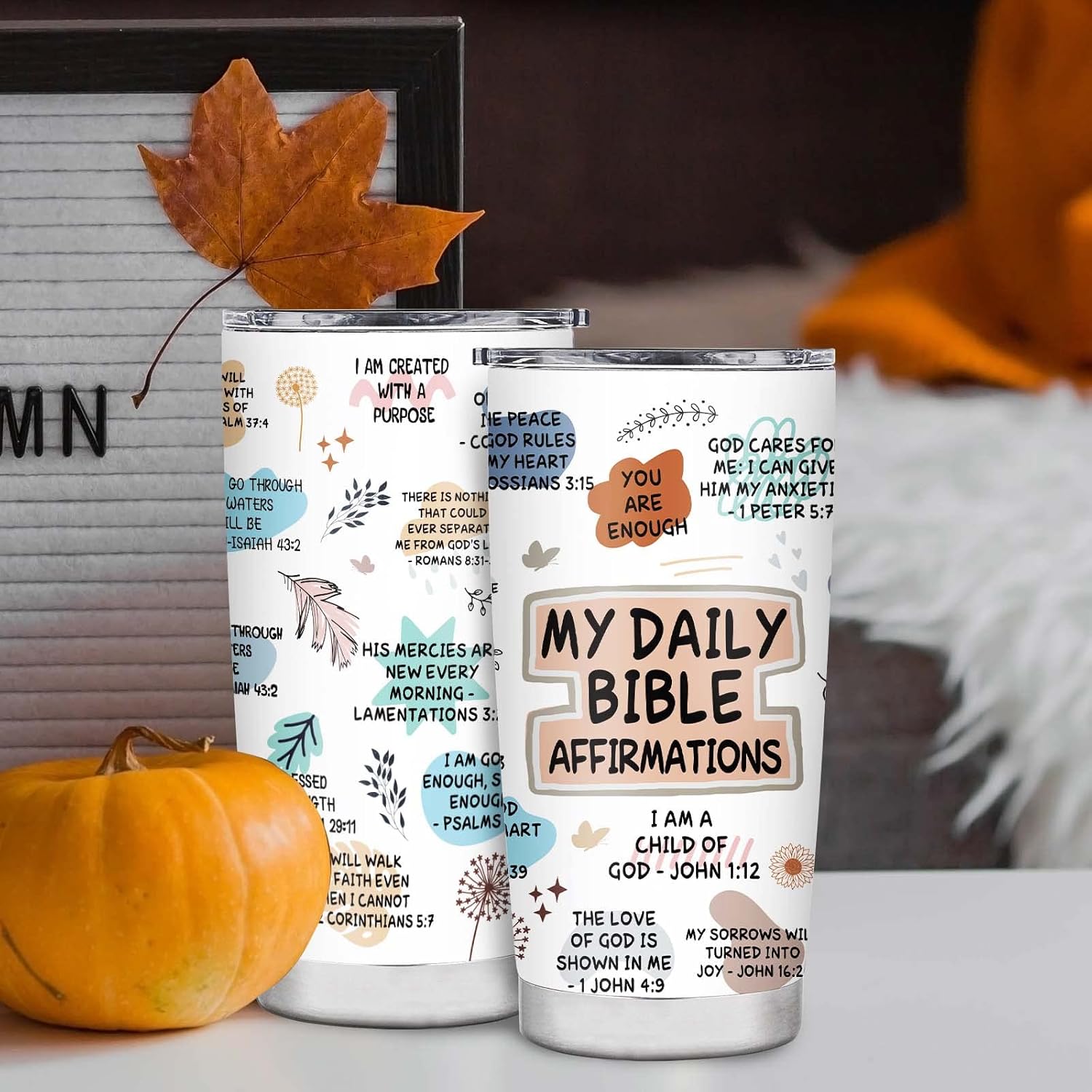 Christian Tumbler - Religious & Spiritual Gifts for Women, Bible Verse Coffee Mug 20oz - Image 2