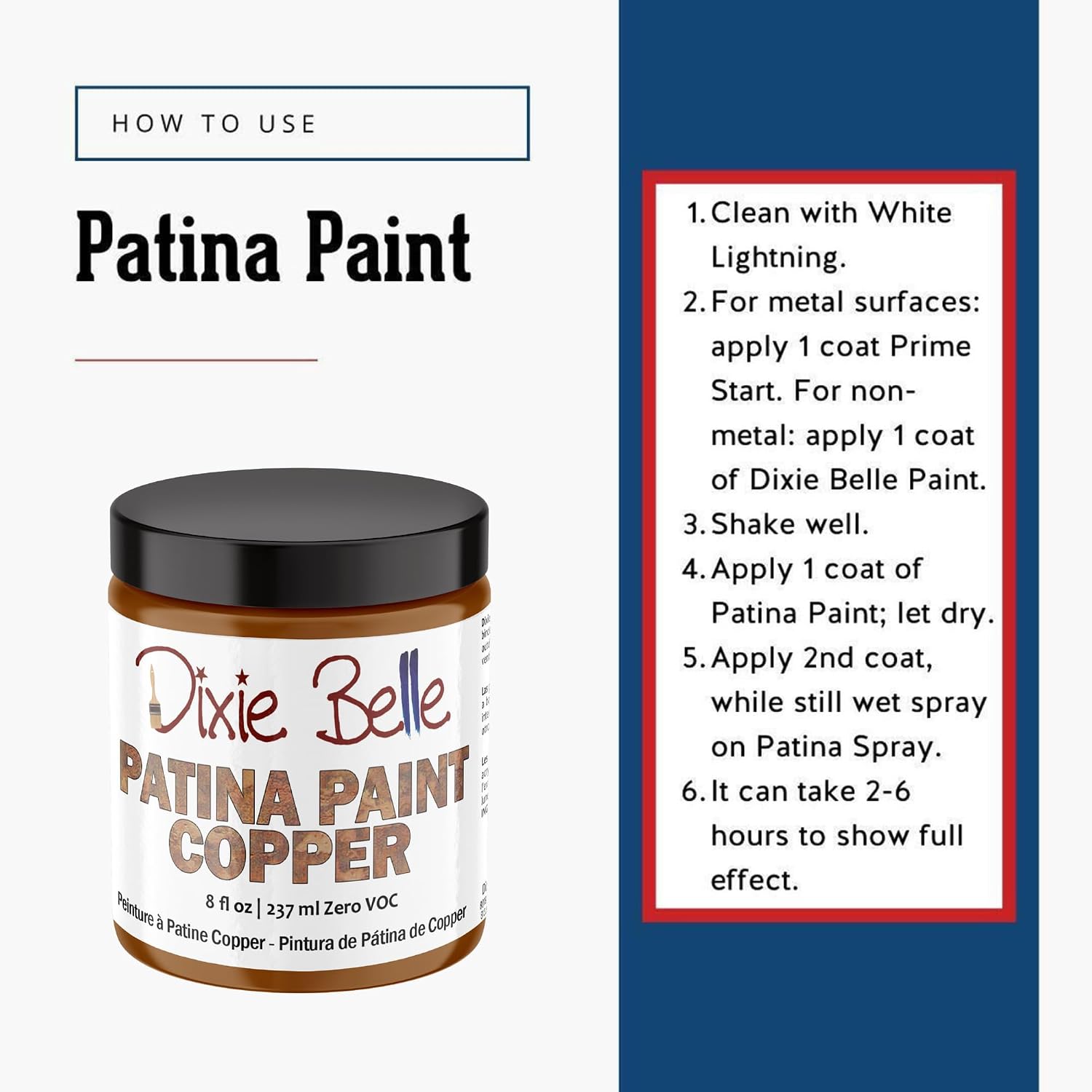 Dixie Belle Patina Paint - Patina Finishing for Aged, Weathered Metal Look - Metallic Impersonation DIY Paint (Copper, 8 Fl Oz)