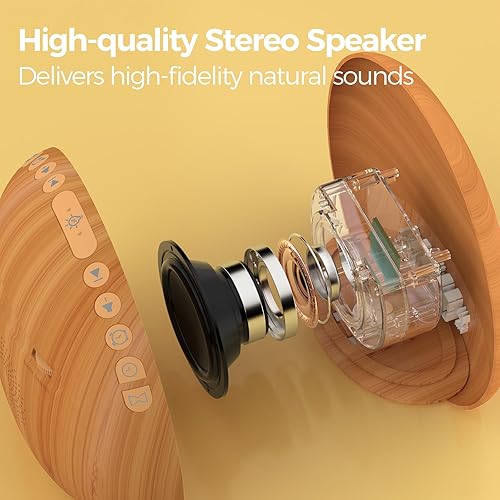 Miniatura 4 de REACHER Reloj despertador de madera con luz de amanecer, máquina de sonido de ruido blanco para dormir, reloj digital de 0 a 100% atenuador, luz