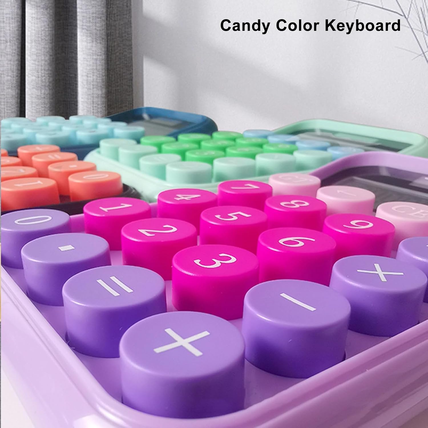 Calculadora De Escritorio De 12 Dígitos, Calculadora Colorida Con Pantalla LCD Grande Y Botones Redondos Grandes, Calculadora Estándar Electrónica Pequeña Portátil Para Oficina, Escuela, Hogar