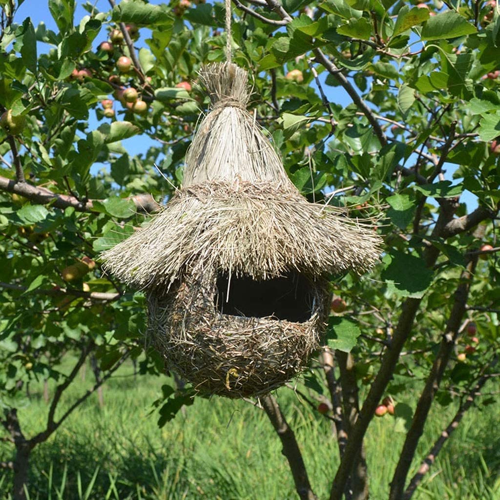 Vogelhäuser Vogelkäfige Vogelnest Hütte Handgemachter Strohvogelnestkäfig Vogelhaus Bruthöhle für Papageien 810(Color:A)