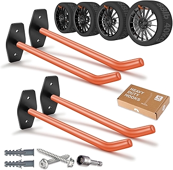 Heavy Duty Wall Mount Tire Storage Rack - 4 Pack