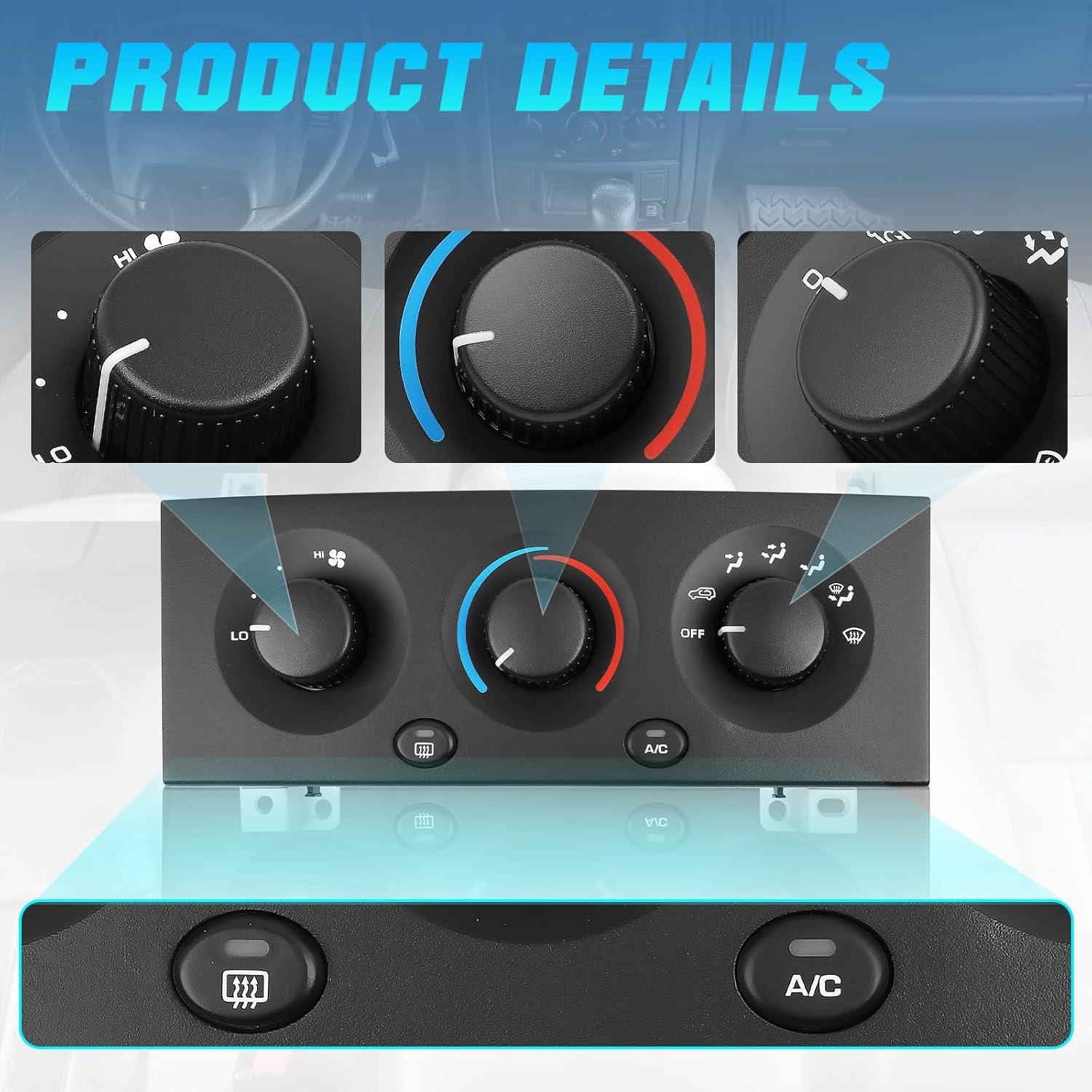 A/C Heater Climate Control Module with Rear Defrost Compatible with Jeep Grand Cherokee ZJ 2002-2004# 55115904AC, 599-226, 599226
