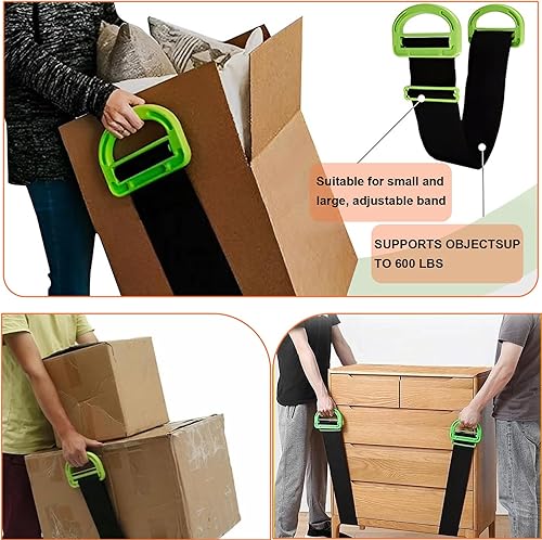 Miniatura 7 de Correas móviles, correas de elevación de hombro ajustables para 2 personas para mover muebles, colchones, electrodomésticos, objetos pesados de