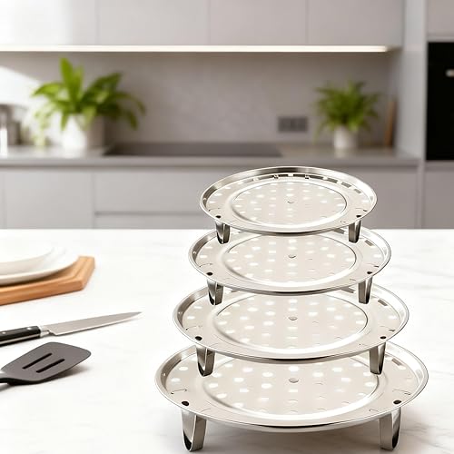 Miniatura 4 de xyadyhz Vaporizador de acero inoxidable para cocinar, soporte multiusos para olla de valor, olla a presión y enlatado, ideal para tamales, verduras,