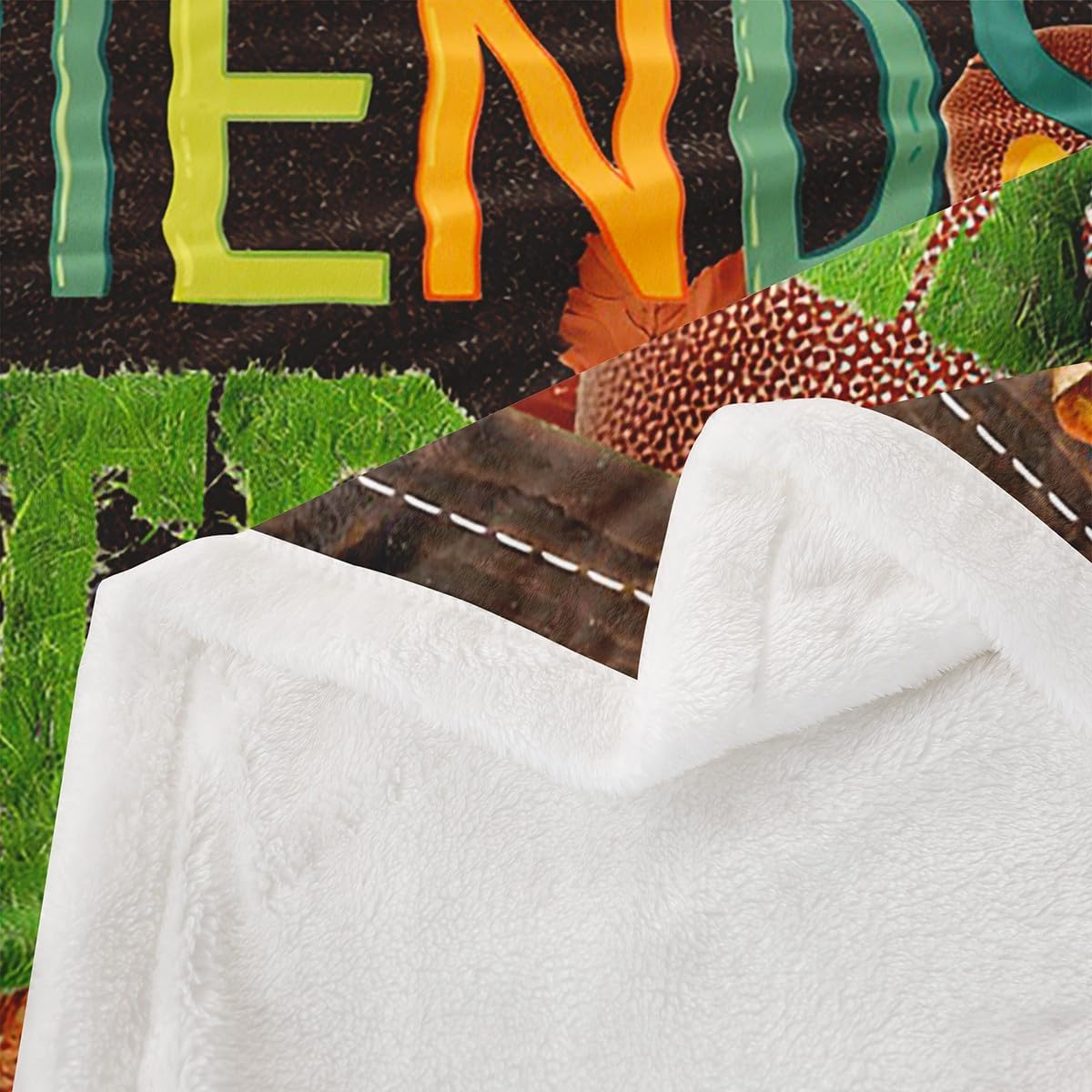 Fall Style Football Throw Blanket Rustic Brown Barn Door Fleece Blanket Nature Plants Bed Blanket for Kids Girls Women Room Decor Vintage Sports Gaming Fuzzy Blanket,for Chair/Sofa,40"x50"