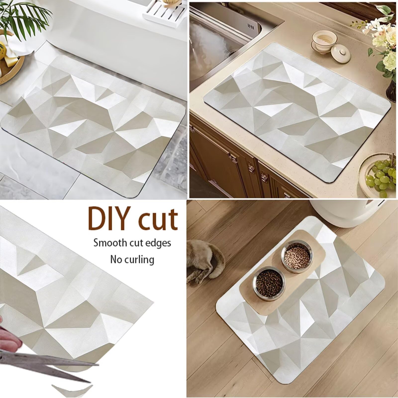Tappetino da Bagno Antiscivolo Tappeto Bagno Super Assorbente Tappeto Cucina ad Asciugatura Rapida Facile da Pulire Tappetino Doccia Tappeti Cucina per Zerbino Ingresso Interno White 160x230cm 7-1383