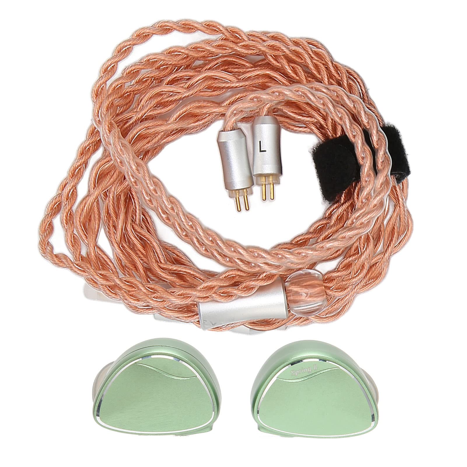 Monitor Douszny Spring2 HiFi IEM z Odłączanym Kablem dla Entuzjastów Muzyki 13 Mm Ceramiczny Metalowy 2 Wkładki Douszne + Zestaw Miękkich Silikonowych Końcówek Dousznych (Oliwkowo-zielony