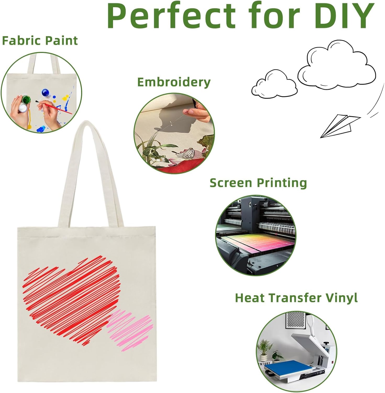 6 I 12 I 24 I 48 Pack Canvas Tote Bags,Reusable Blank Canvas for Shopping Bags,Grocery Bags,DIY Gift Bags - Image 6