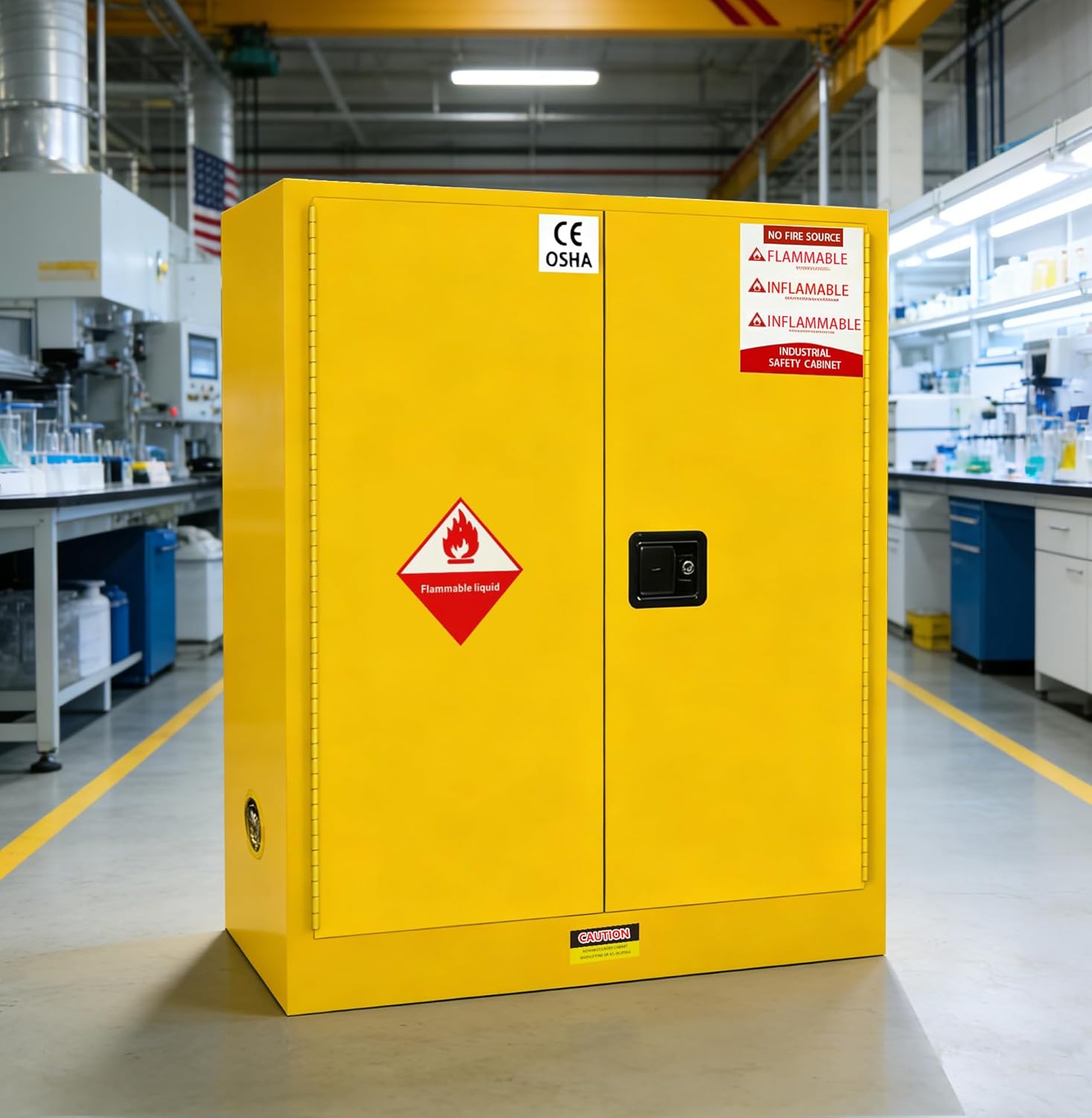 Galvanized Steel Safety Cabinet 44"x43"x18", 180 Gallon Flammable Storage Cabinet and Chemical Safety Cabinet with Double-Wall Design, Adjustable Shelf, 3-Point Loc for Hazardous Material Storage